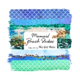 Mermaid Theme Brush Stroke Clip Art Pack with Bonus Overla