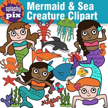 Preview of Mermaid and Sea Creature Clipart