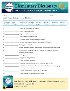 Preview of Merriam-Webster's Elementary Dictionary '19 Vocabulary Skill Builder Worksheet