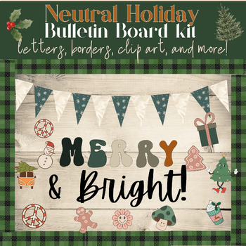 Preview of Merry & Bright Neutral Holiday Christmas Bulletin Kit: Letters, Borders, Banners