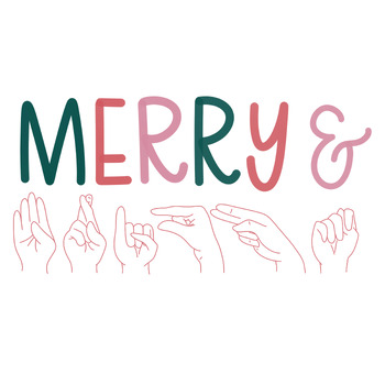 Preview of Merry & Bright_American Sign Language Wall Art_ Christmas Poster