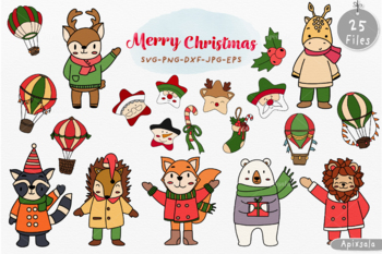 Preview of Merry Christmas-Animal & Balloon SVG-PNG