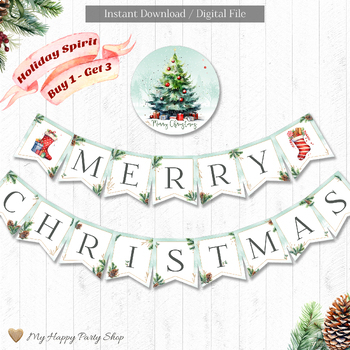 Preview of Merry Christmas Banner, Christmas Classroom Decor, Bulleting Board, PRINTABLE