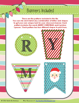 Merry Christmas Banner- Mix & Match by Mrs Bart | TPT
