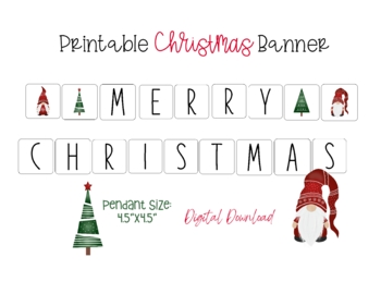 Merry Christmas Banner, Printable Christmas Banners, Christmas Gnomes