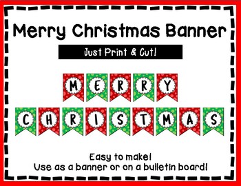 Merry Christmas Banner - Red & Green Style - Christmas Bulletin Board