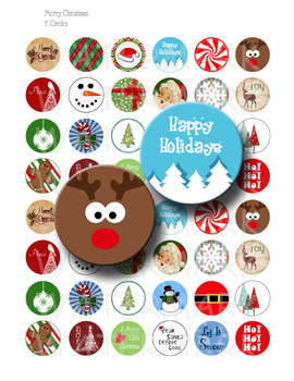 Merry Christmas Circle Images Printable 1 Circle Stickers By Oldmarket