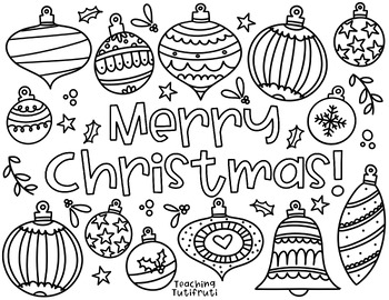 Preview of Merry Christmas Coloring Page {By Teaching Tutifruti}