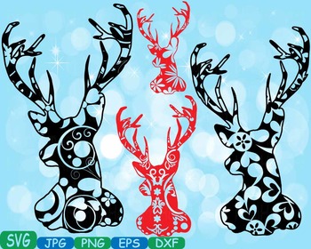Preview of Merry Christmas Deer Woodland school Clipart zoo circus flower reindeer 369s
