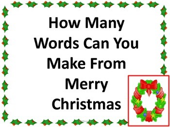 Merry Christmas How Many Words Can You Make? by Christine ...