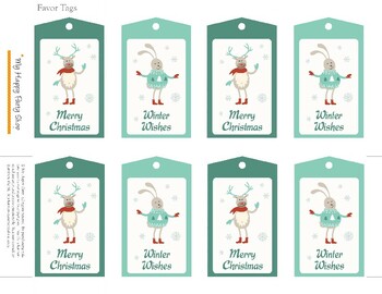 Preview of Merry Christmas Tags, Printable, Hang Tags. Christmas Tree, Retro, Gift Tags.