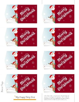 Preview of Merry Christmas Tags, Printable, Hang Tags. Santa and Deer, Gift Tags.