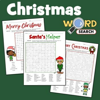 Merry Christmas Themed Activity Word Search Puzzles 2nd 3rd 4th Grade ...