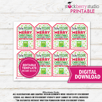 Santa's Workshop Pink Multi  Printable Christmas Gift Tag Template Bu –  Black Bow Studio