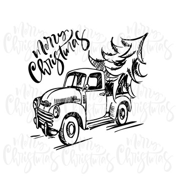 Merry Christmas, Truck Sublimation, Buffalo Plaid Png, Digital Illustration