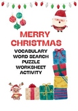 Merry Christmas Vocabulary Word Search Puzzle Worksheet Activity