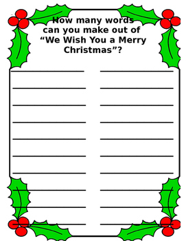 Preview of Merry Christmas Word Generator Worksheet