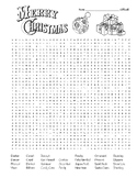 Merry Christmas Word Search (difficult) + Coloring + KEY (