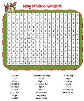 Merry Christmas Wordsearch by Emily Ames | Teachers Pay Teachers