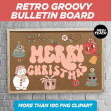 Merry Christmas bulletin board - Retro Groovy Christmas ar