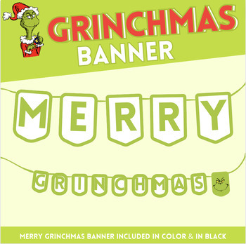 Preview of Merry Grinchmas Banner | How the Grinch Stole Christmas Decoration