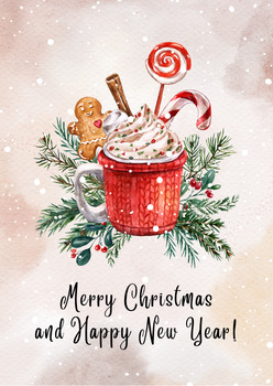Preview of Merry & Happy Christmas Card | Printable Special Digital Card