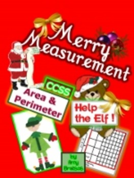 Preview of Merry Christmas Measurement - Area & Perimeter Problem Solving Task Cards