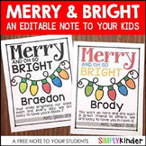 Merry & Oh So Bright FREE NOTE (EDITABLE)