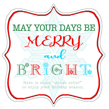 Preview of Merry and Bright Candle gift tag label "stress relief"