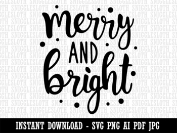 Merry and Bright Christmas Clipart Instant Digital Download AI PDF SVG ...