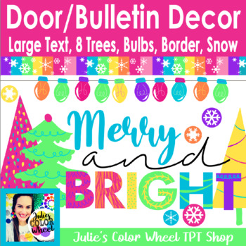 Preview of Merry and Bright Christmas Holiday Door Bulletin Decor/Decorations PDF