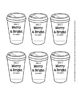 Coffee Cups Christmas Tags - Pack of 5