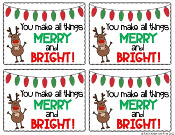 Merry and Bright note / tag by Fun in Kinder and First | TPT