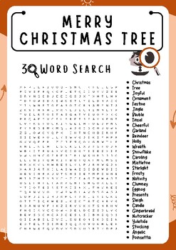 Merry christmas tree Word Search Puzzle Worksheet Activities, Brain Games