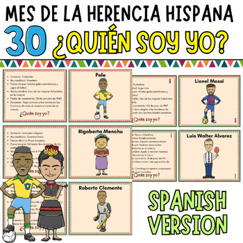Preview of Hispanic Heritage Month Task Cards Who Am I? Spanish Version ¿Quién soy yo?