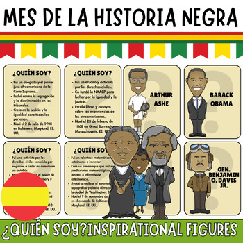 Preview of Mes de la Historia Negra Who Am I? Famous African-American Leaders Spanish Game
