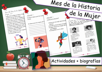 Preview of Mes de la Historia de la Mujer | Activities + Readings + Biographies | For Kids