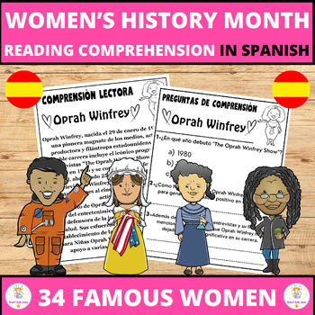 Preview of Women's History Month  Reading Comprehension Passages In Spanish