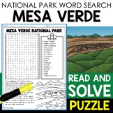 Mesa Verde National Park Word Search Puzzle National Parks