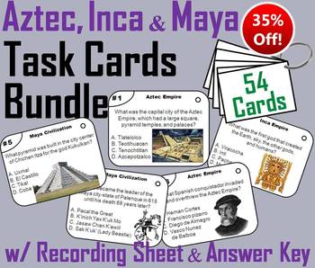 Preview of Civilizations of Mesoamerica Task Cards Activity: Aztecs, Mayans, Inca Empire