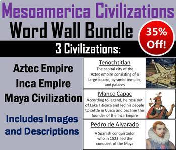 Preview of Civilizations of Mesoamerica Word Wall Bundle: Aztecs, Mayans, Inca Empires