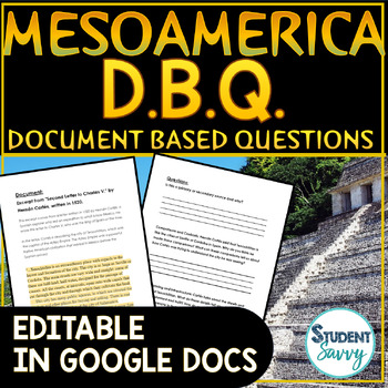 Preview of Mesoamerica DBQ Document Based Questions Essay Writing DOLLAR DEALS