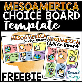 Preview of Mesoamerica FREEBIE Stations Template Choice Board FREE RESOURCE