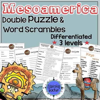 Preview of Mesoamerica (Inca, Aztec, Maya) Puzzle Activity & Word Scramble