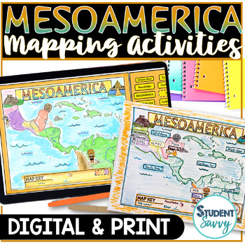 Preview of Mesoamerica Map Activity World Mapping Skills Project Worksheet Resource