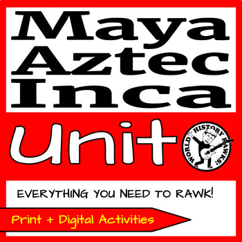 Preview of Mesoamerica Ancient Maya  Aztec Inca Unit - Activities Simulation Project Test