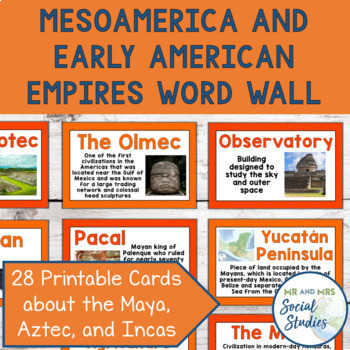 Preview of Mesoamerica and Early American Civilization Word Wall | Olmec Aztec Inca Maya