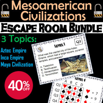 Preview of Mesoamerican Civilizations Escape Room Social Studies: Aztec, Mayan, Inca Empire