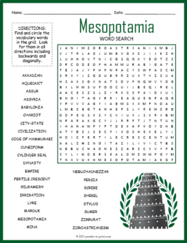 Ancient Mesopotamia Word Search by Puzzles to Print | TpT