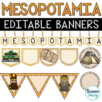 Preview of Mesopotamia Banners Printable Sumer History Classroom Decor Editable